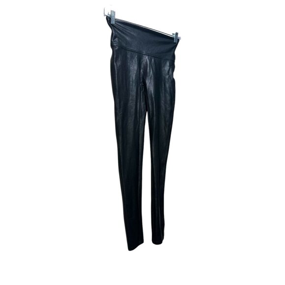 Spanx Faux Leather Leggings Womens Small Petite Black High Rise Stretch Gothic - Picture 15 of 16
